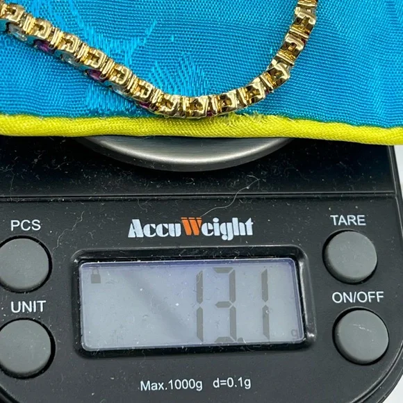 Vintage Gold Over 925 Sterling Silver Ruby & CZ Tennis Bracelet - Picture 16 of 16